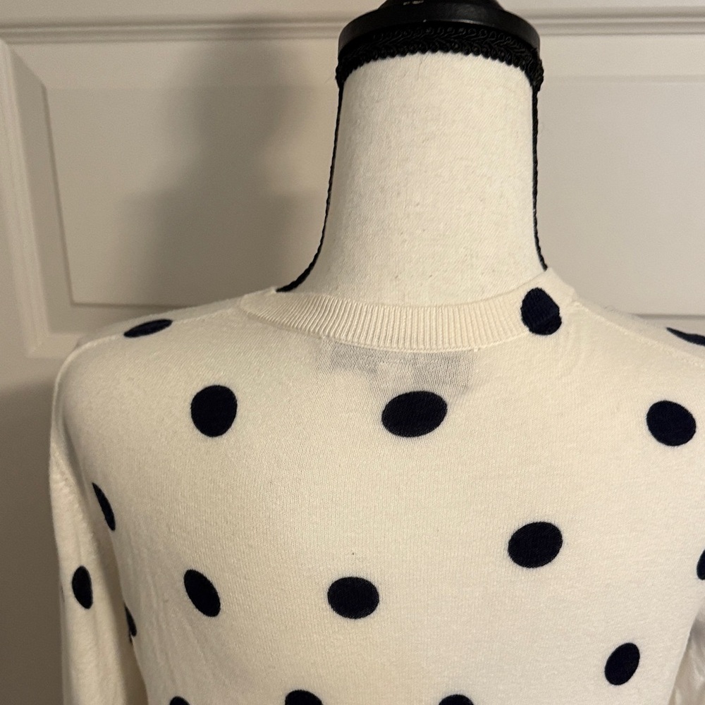 LOFT White and Black Polka Dot Cardigan - Picture 6 of 8